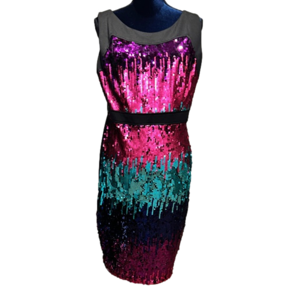 Maria Bonita Sequin Party dress midi Size XL Multi Color